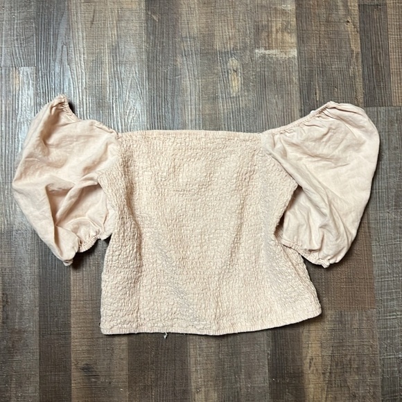 Abercrombie & Fitch Women’s‎  Lg Smocked Top Blouse Puff Sleeve Linen Blend Y2K - Picture 8 of 8